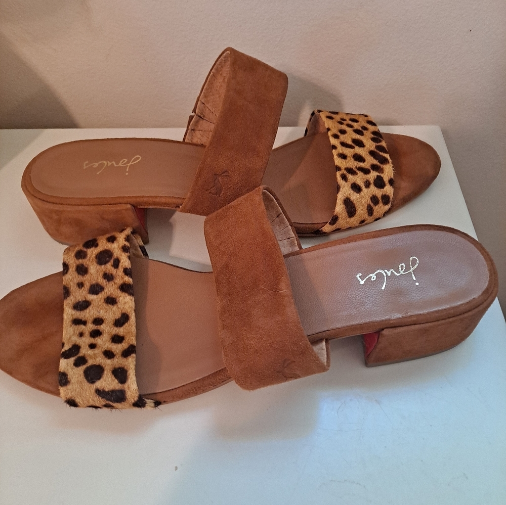 Women's Jules suede and calf hair sandals. Size 10.
